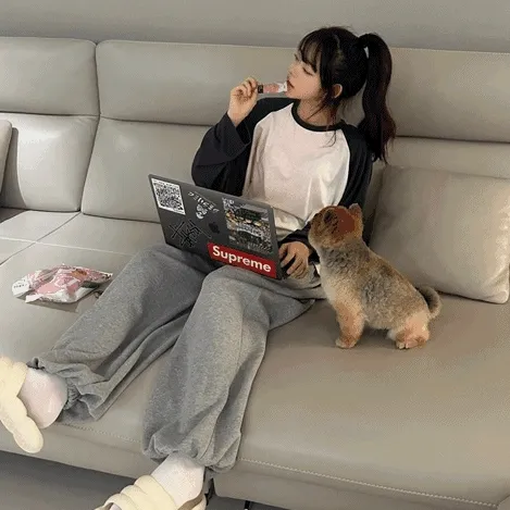 나그랑 찰랑 부들 오버핏 긴팔티