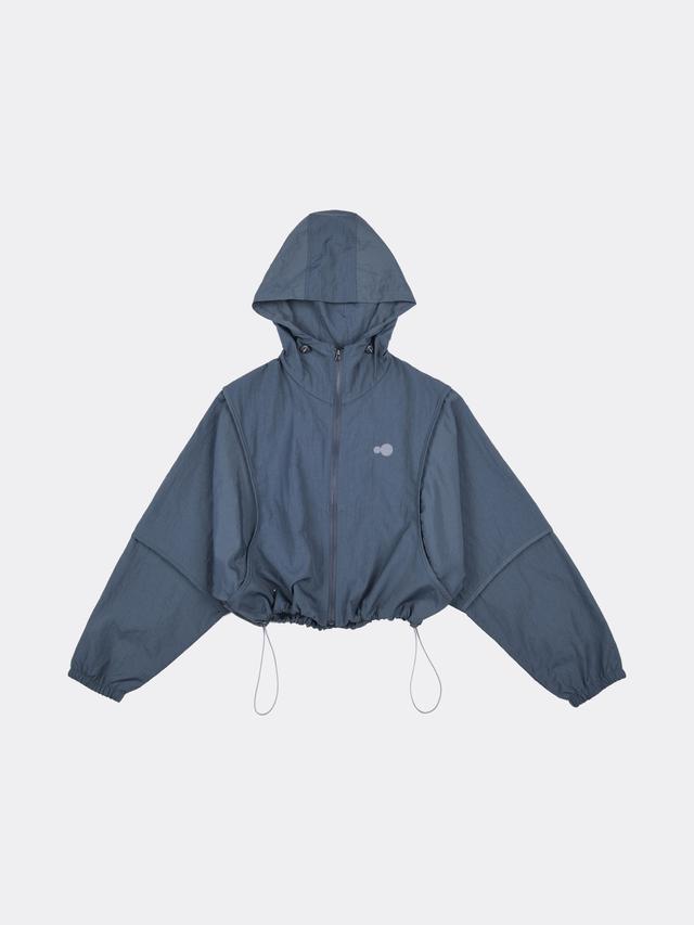 【AEAE】SYMBOL LOGO NYLON CROP JACKET [GREY] aeae Symbol Logo Nylon Crop Jacket - Grey | International Store