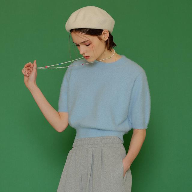 모헤어 벌룬 크롭 니트 [BLUE] / S22A06010