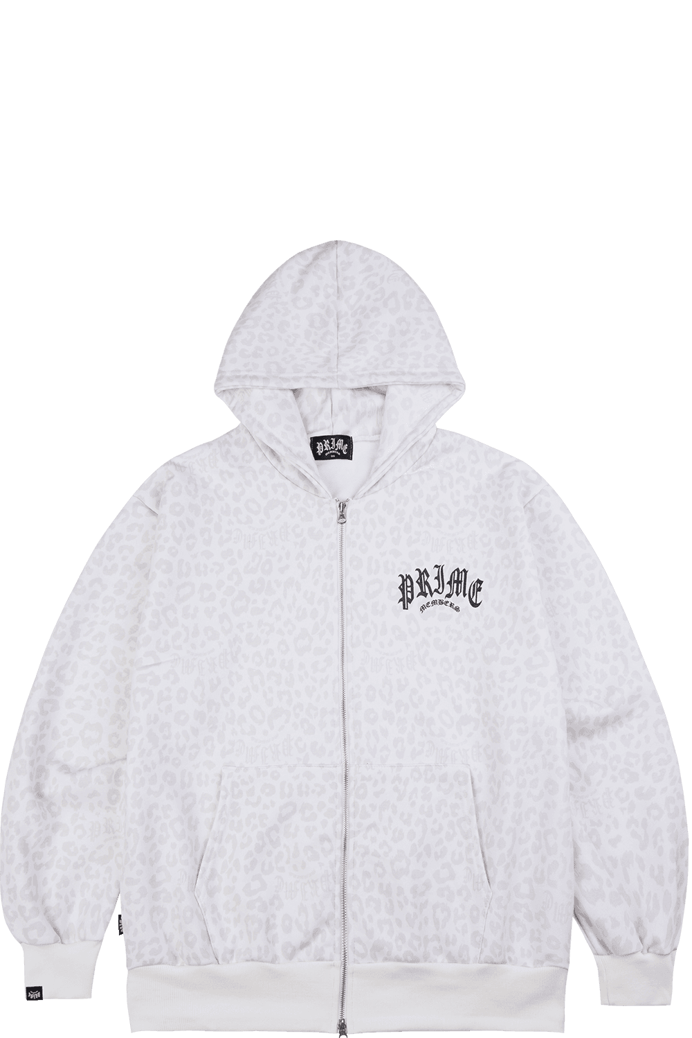Leopard Zip-Up Hoodie White