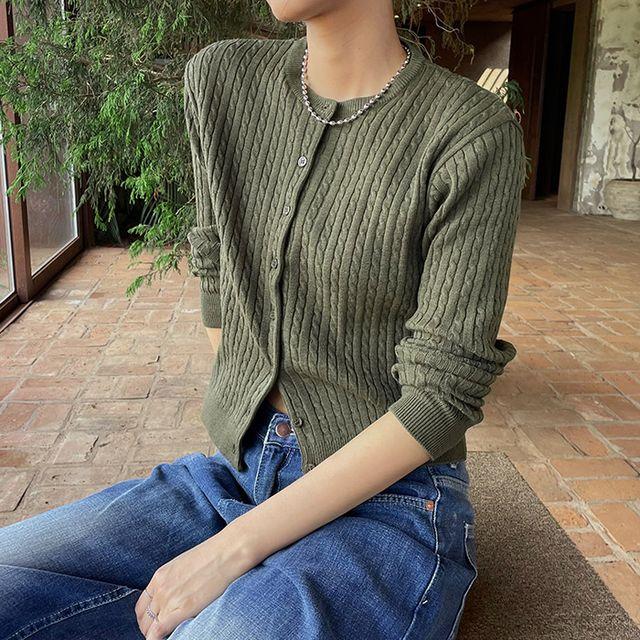 레이니 꽈배기 니트가디건 (8color)