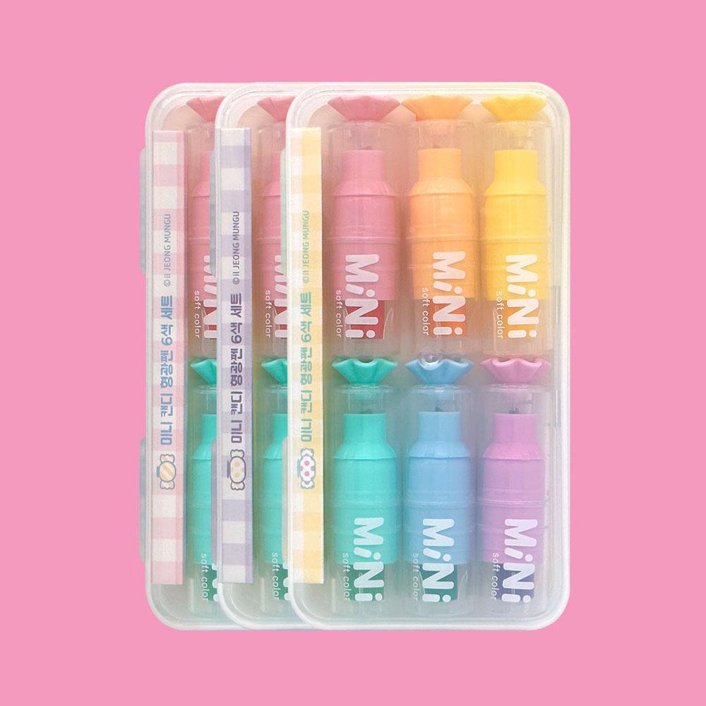 미니 캔디 형광펜 6컬러 X 3개하이라이터 데코펜 초등 학생 어린이 새학기 단체 선물