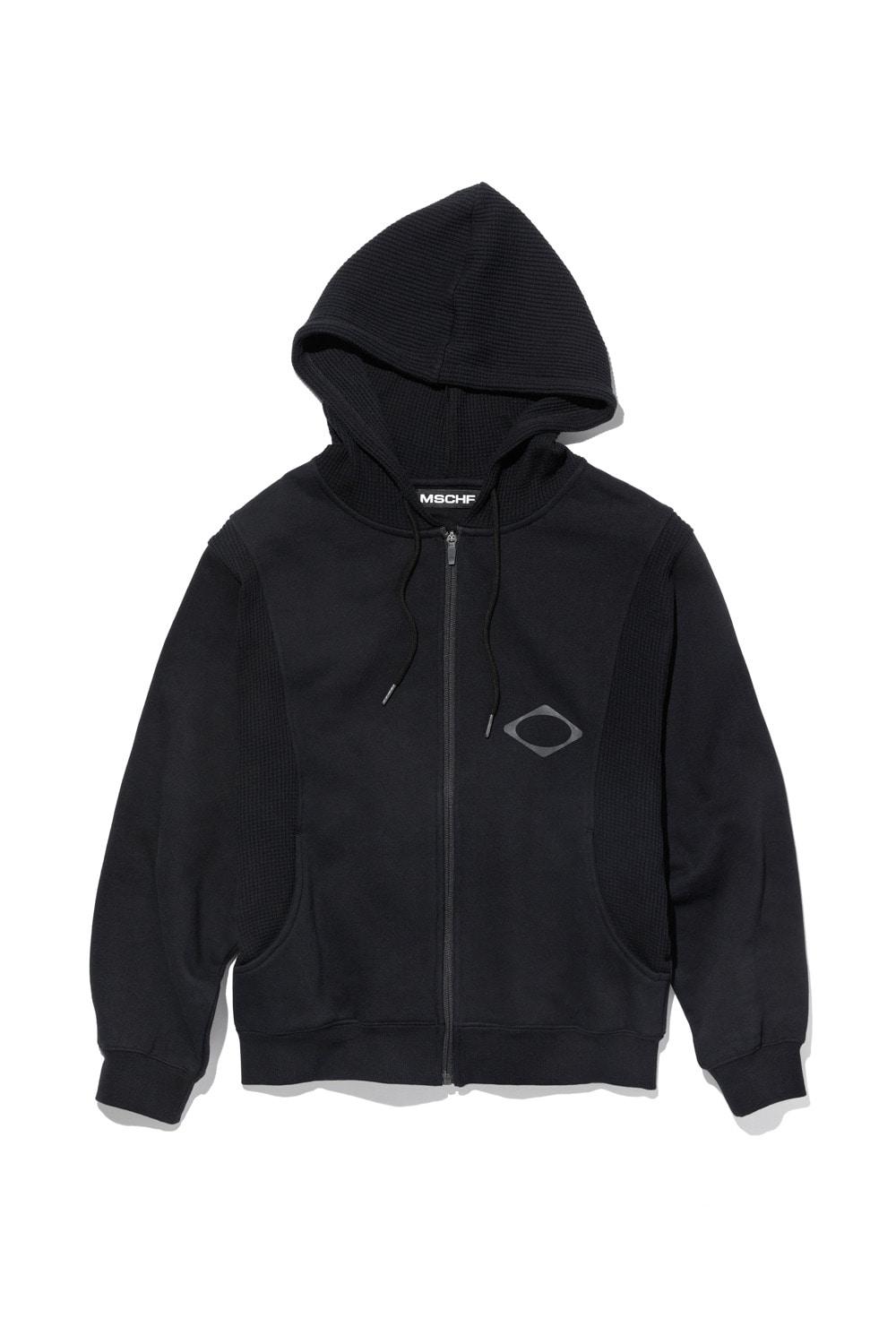PANELED WAFFLE HOODIE_BLACK