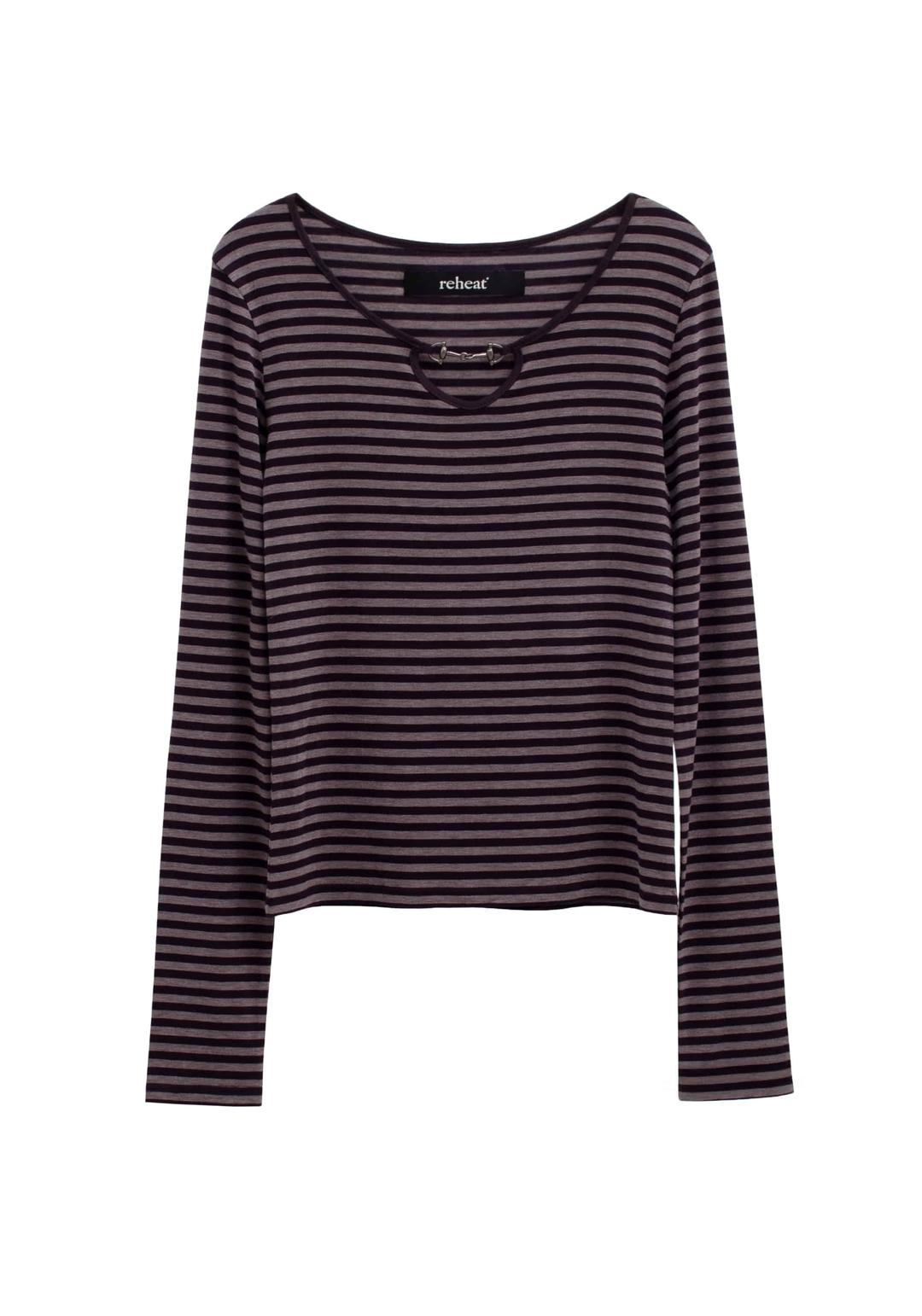 HORSEBIT DETAIL STRIPE TOP_PURPLE