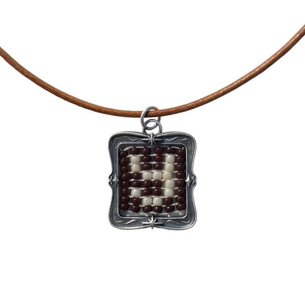 TINY PALETTE - beads necklace #001 _"y" dark brown, beige