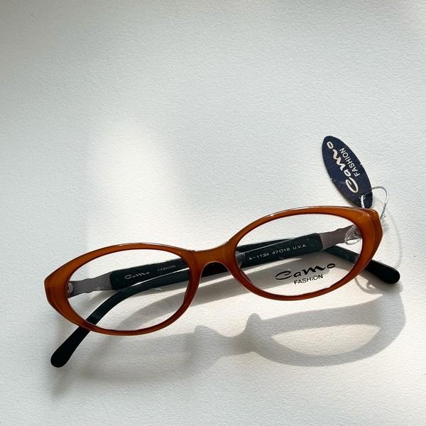 90s Camo Brown Square Horn-RImmed Glasses