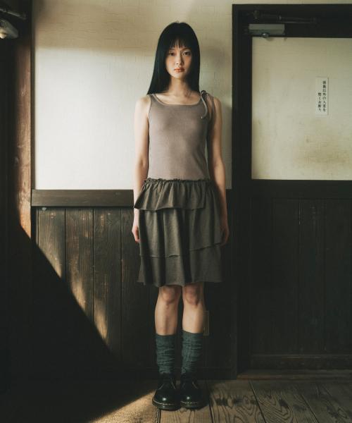 SHIRRING LAYERED DRESS, INDIE PINK