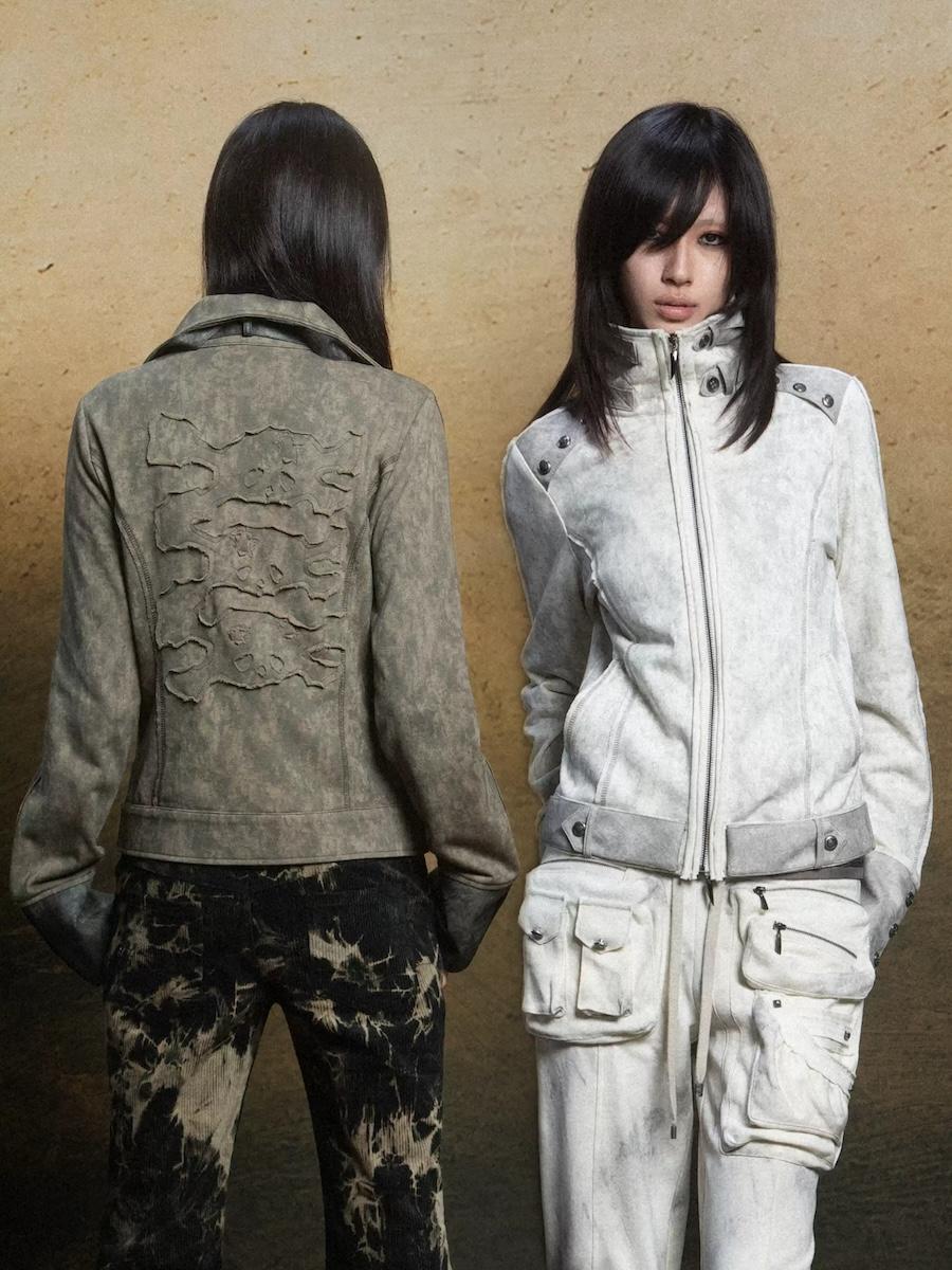 ARIADNAw low patch pu high collar jacket