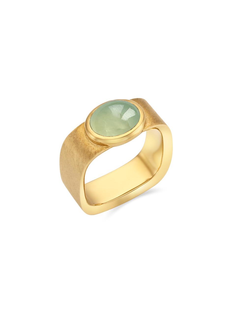 Valentine Square Ring (prehnite)