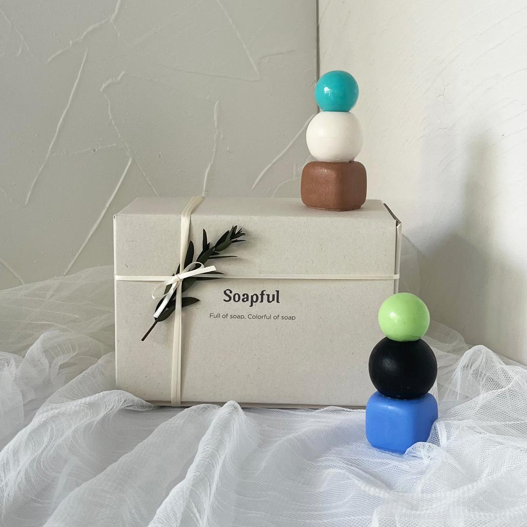 [솝풀] 오브제솝 OBJET SOAP SET 1+1 3단mix green/skyblue