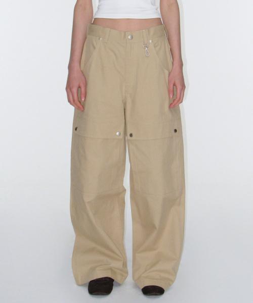 Front Pocket Pants - Beige