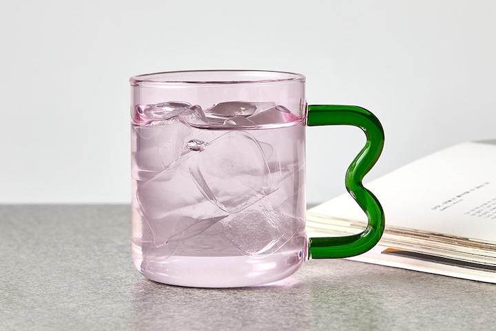 봉봉 위글핸들 내열 유리머그 pop pink 370ml