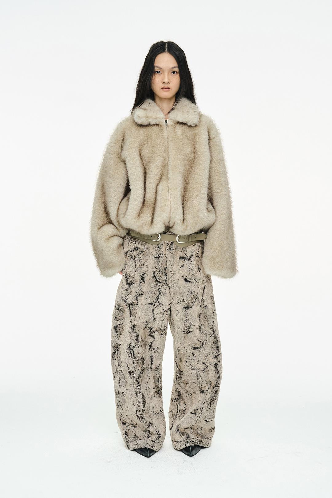 SHEARED FUR WIDE PANTS / BEIGE