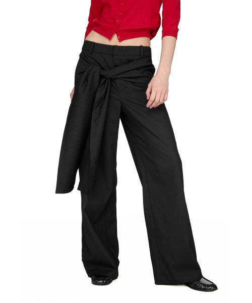 Stripe Tie Pants, BLACK