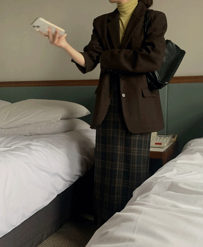 델슨 무지 카라 버튼 울 자켓(2color)