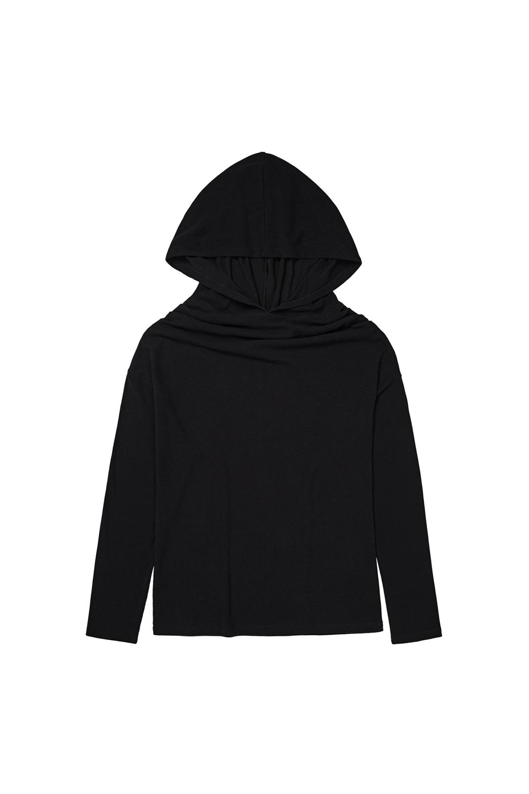 HUG ME HOOD LONG SLEEVE IN BLACK