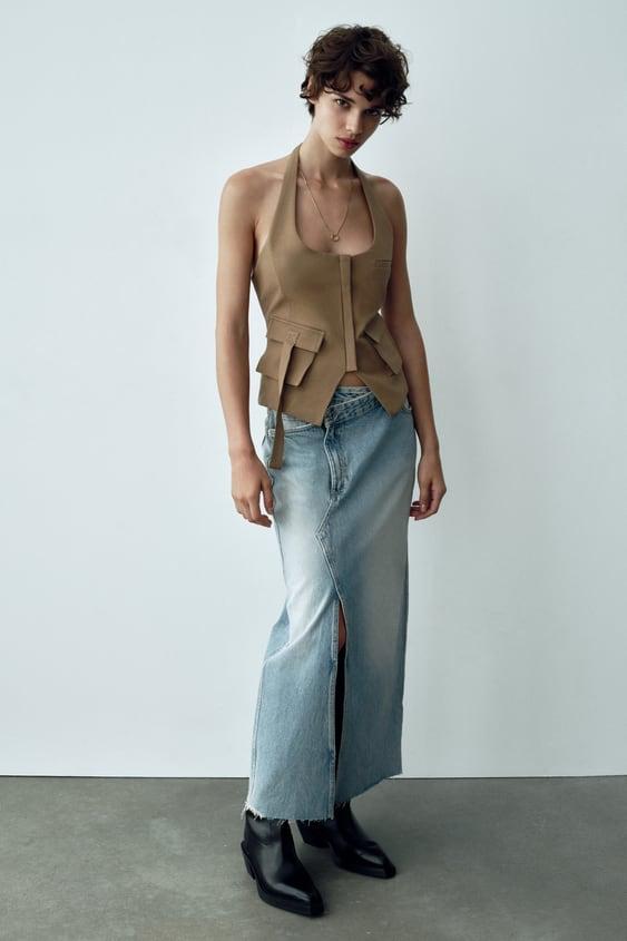 TRF 데님 롱 스커트