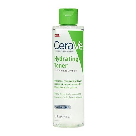 CeraVe Hydrating Toner for Face Non-Alcoholic with Hyaluronic Acid, Niacinamide, and Ceramides for Sensitive Dry Skin, Fragrance-Free Non Comedogenic, Full Size, 6.8 Fl Oz