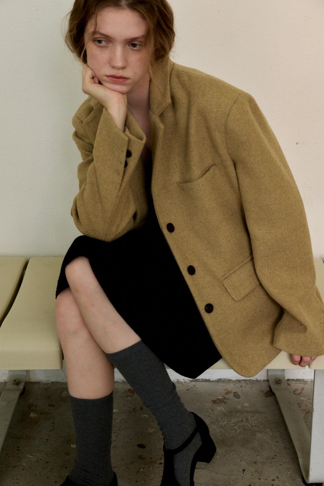 single wool jacket_mustard