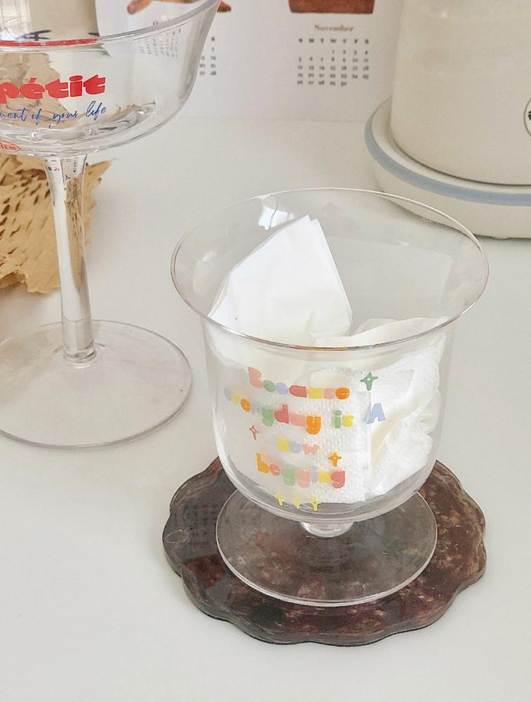 [모모피너츠] 크레용 레터링 숏 유리잔 홈카페 요거트볼 고블렛잔 칵테일 샴페인 스파클링 라떼컵