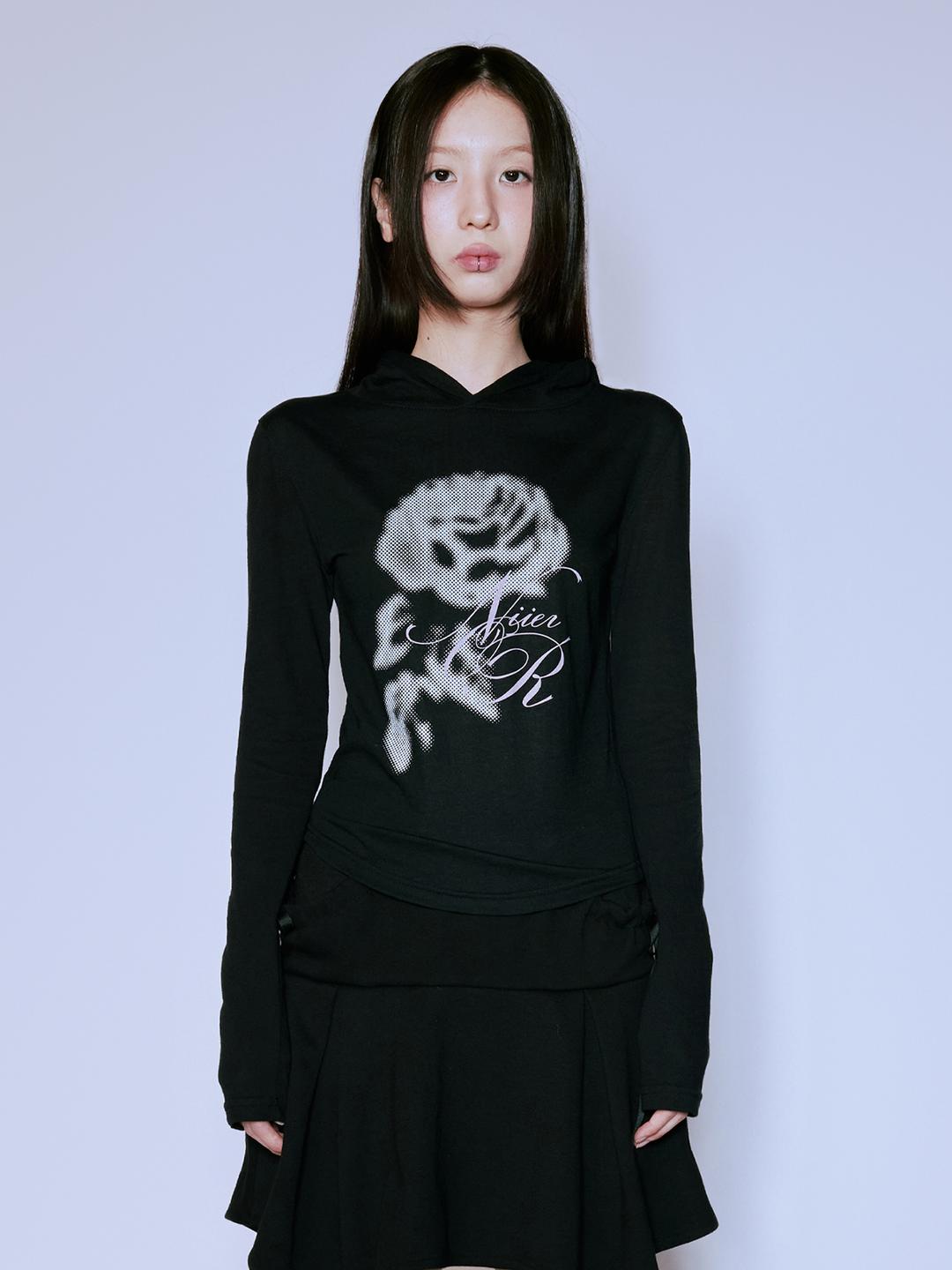 (10/15 예약배송)SHEER ROSE SLIM HOODIE_BLACK