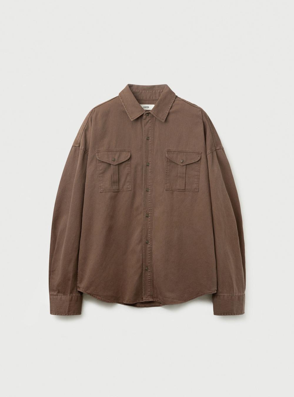 [3RD] VINTAGE WASHED COTTON SHIRT - BROWN