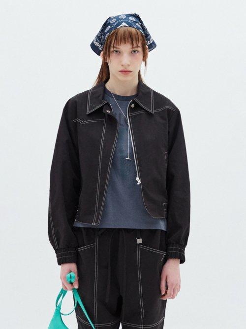 WESTERN DETAIL COLOR STITCH JUMPER IN BLACK
