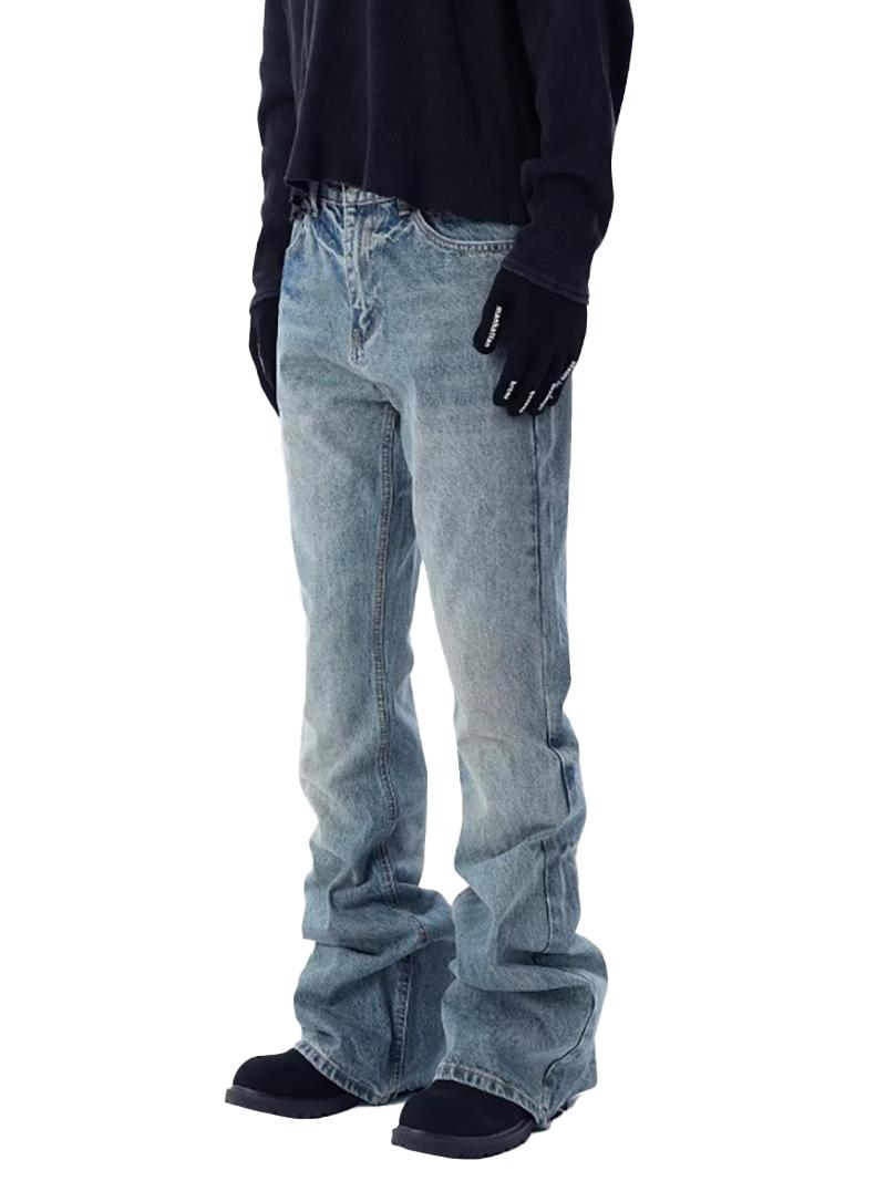 Cat Beard Washable Flared Denim Pants
