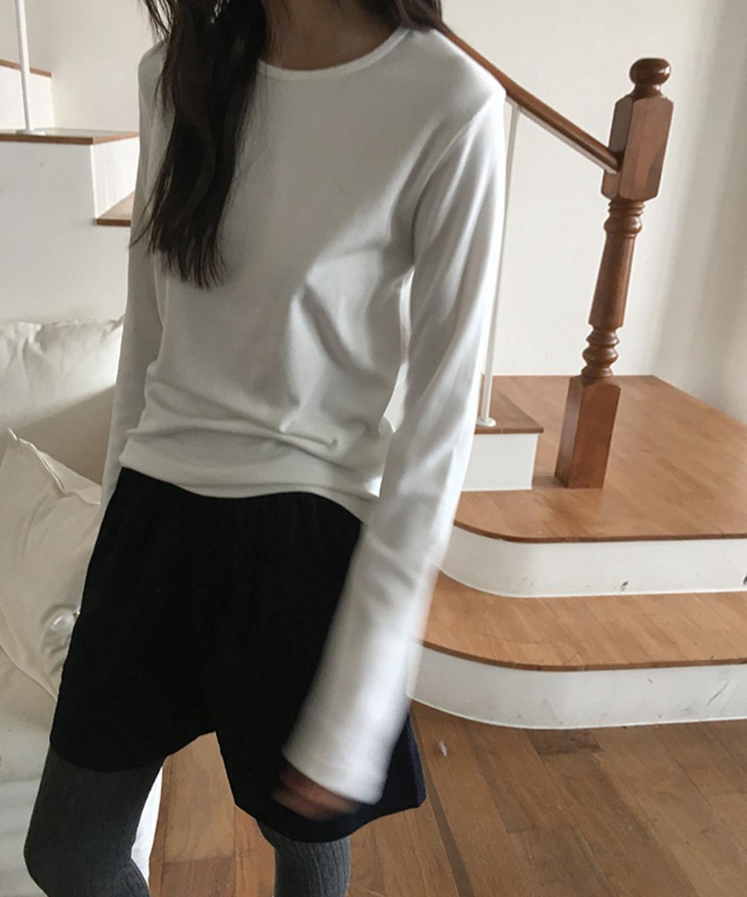 데일리쥬 시오네 기모 베이직 라운드 긴소매 티셔츠