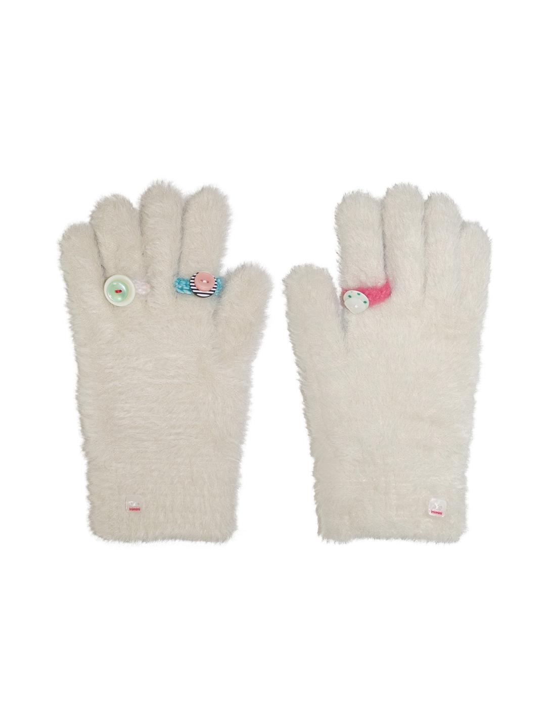 Knit button rings gloves (cream)