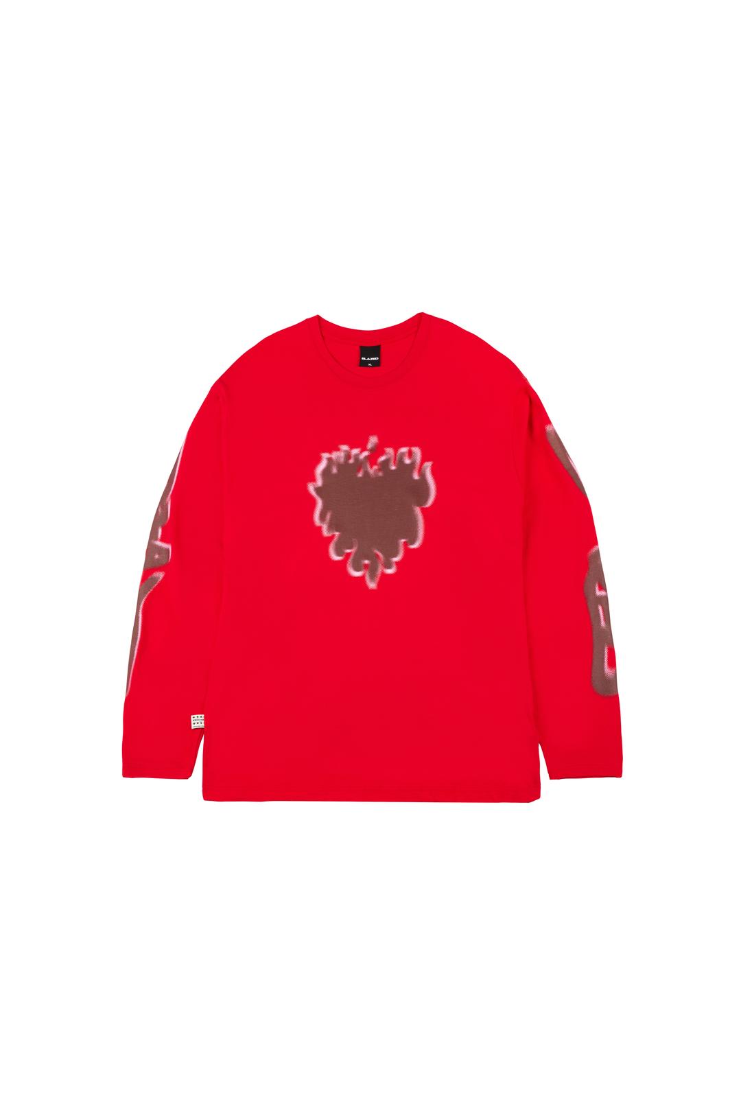 'Swirl Blazed\' Long Sleeve T-Shirts - Red