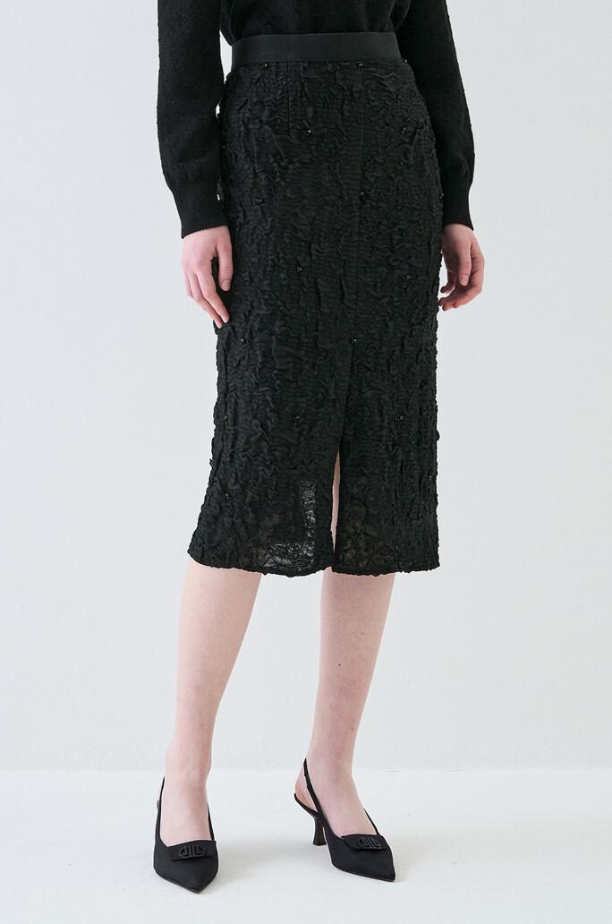 [LANVIN COLLECTION] 실크 블렌드 엠보 비딩 스커트