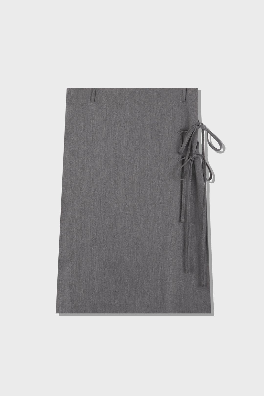 RIBBON LONG SKIRT (GREY)