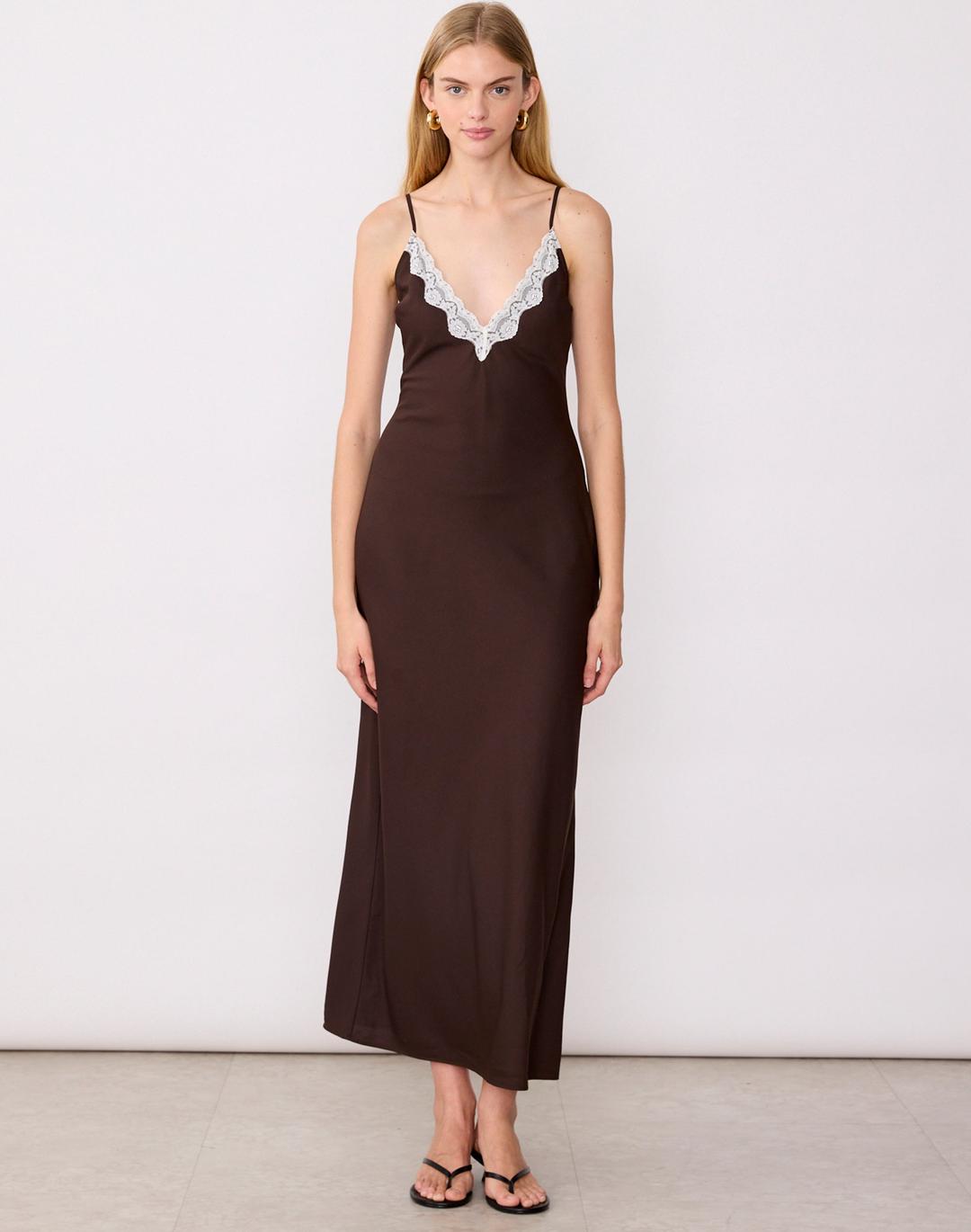 Lace V Neckline Maxi Dress