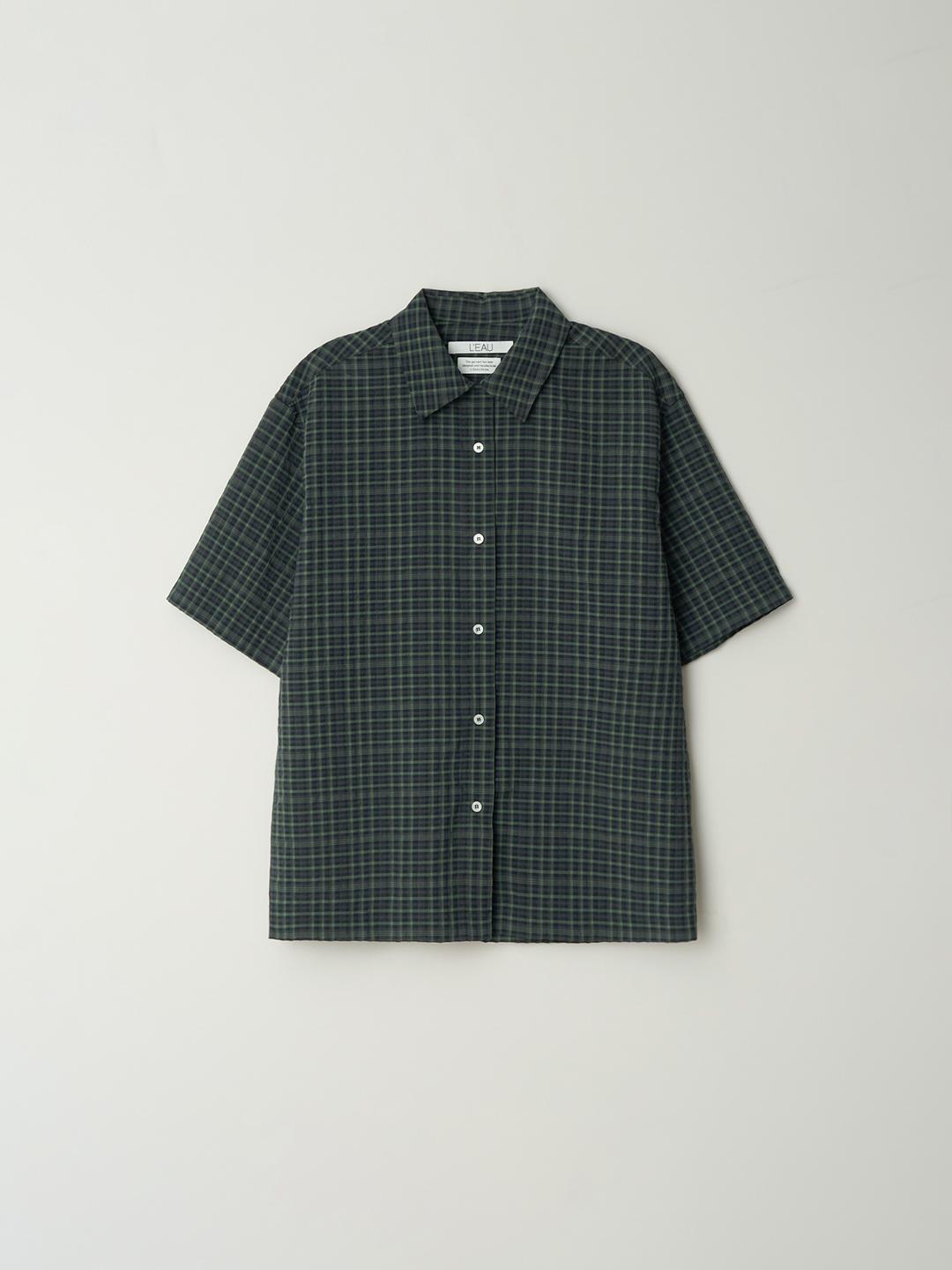 [8th] Check seersucker shirt_green