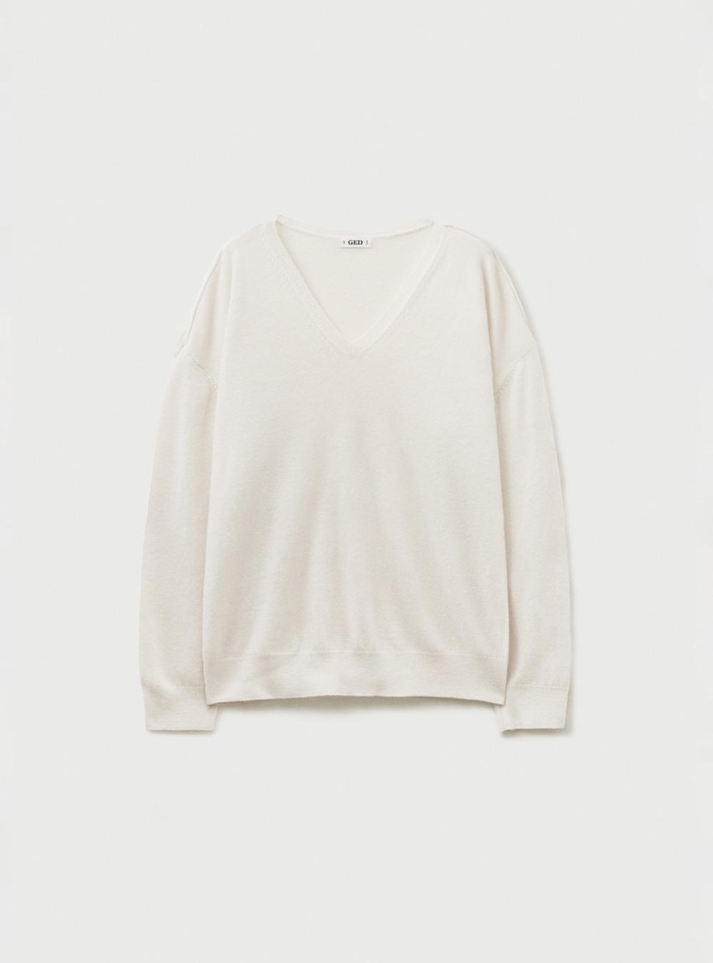 CASHMERE V-NECK KNIT - IVORY