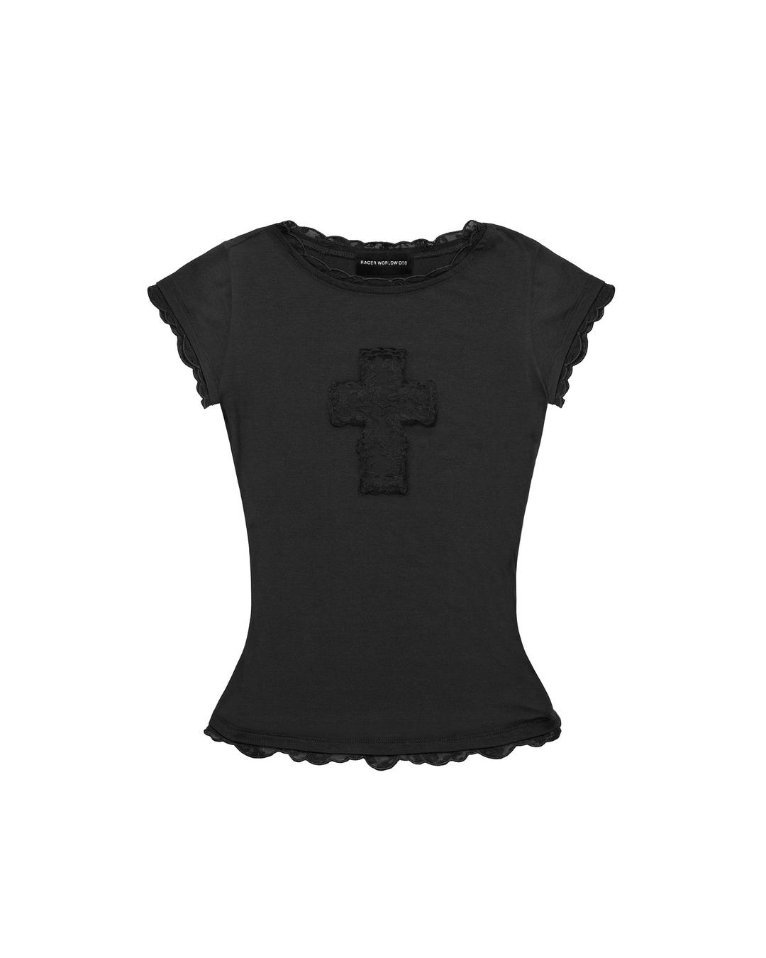 Lace Cross Baby Tee - M