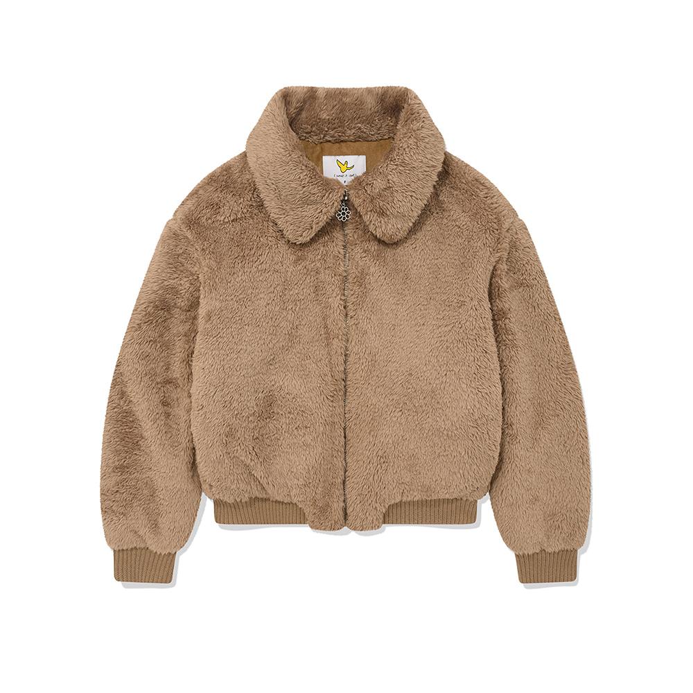 우먼스 시어링 플리스 카라 집업 자켓 모카