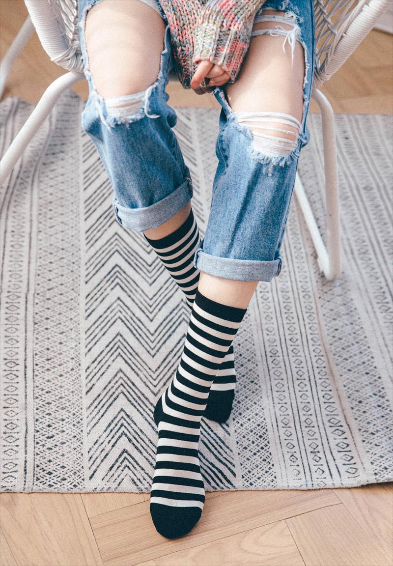 스트라이프 줄무늬 장목양말 N203