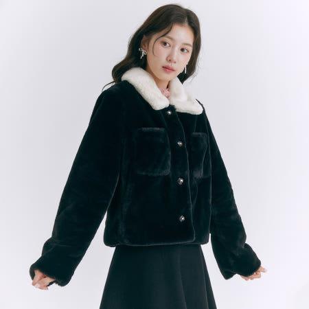 이런 상품 어때요? [3천원 페이백] 로엠 배색카라 퍼 자켓_RMJLE4TR13