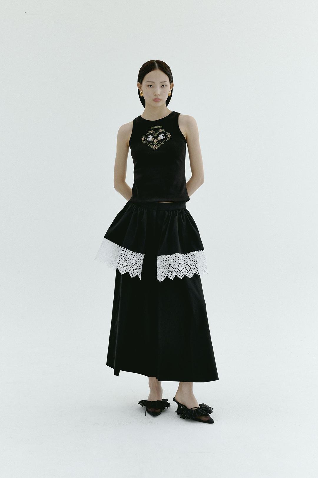 HEART LOGO JERSEY TOP - BLACK