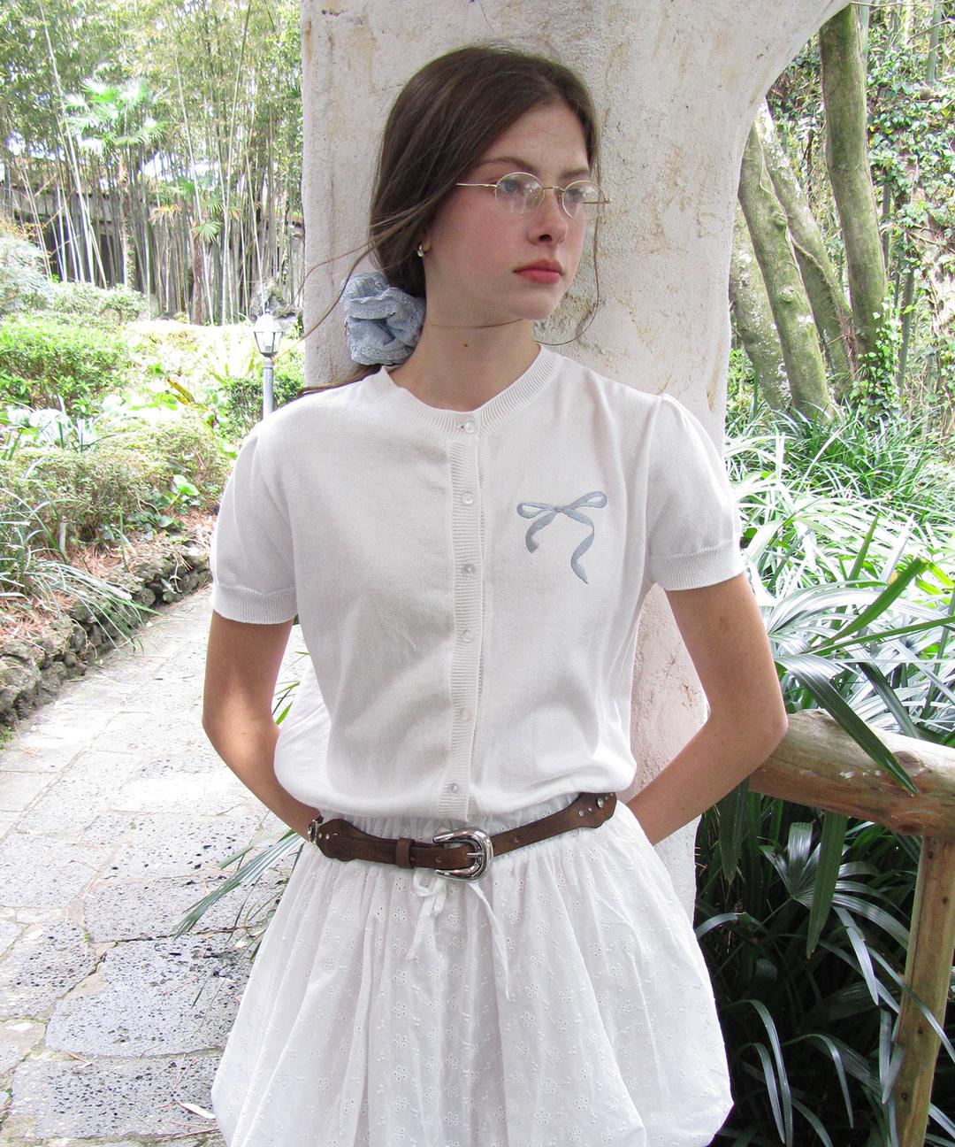 Ribbon from Moon Half Cardigan ( White )