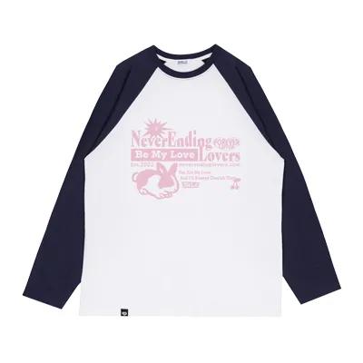 [BXT] B.M.L Sticker Raglan Long Sleve T-Shirt White/Navy