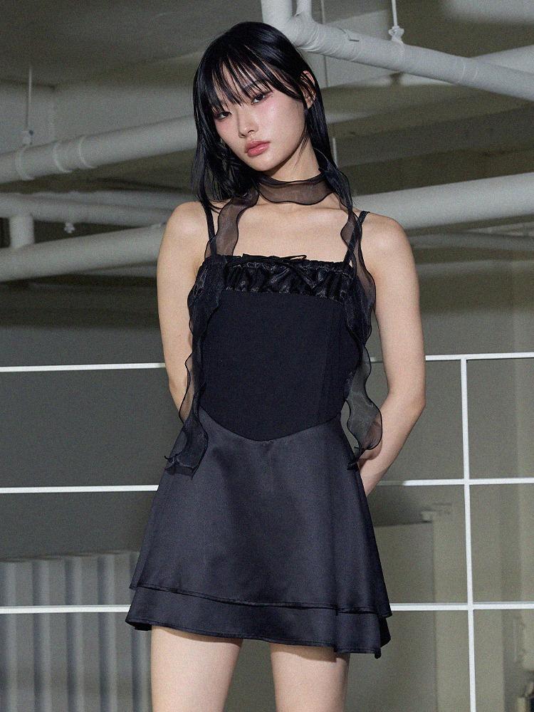 더블 플레어 미니원피스 BK