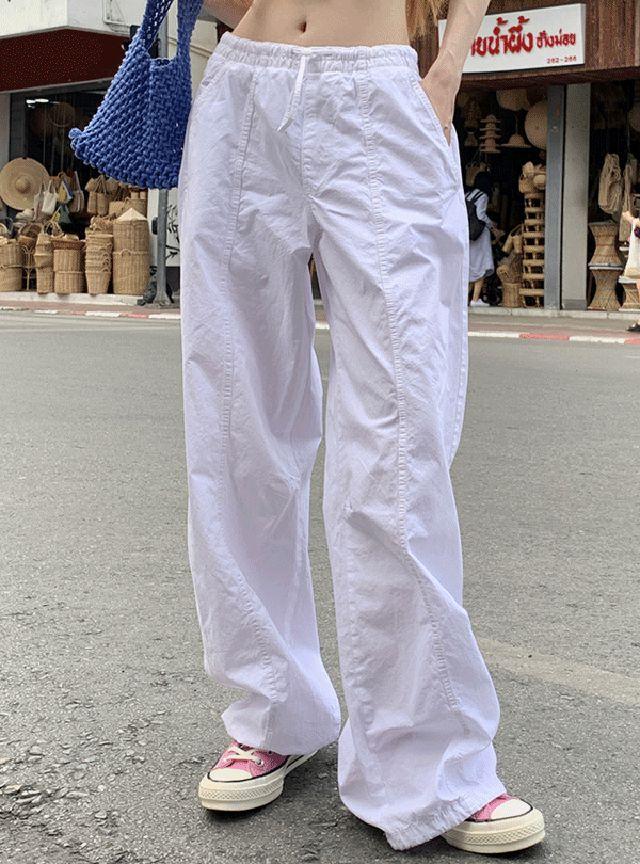 샌롤 바스락 와이드 스트링 팬츠