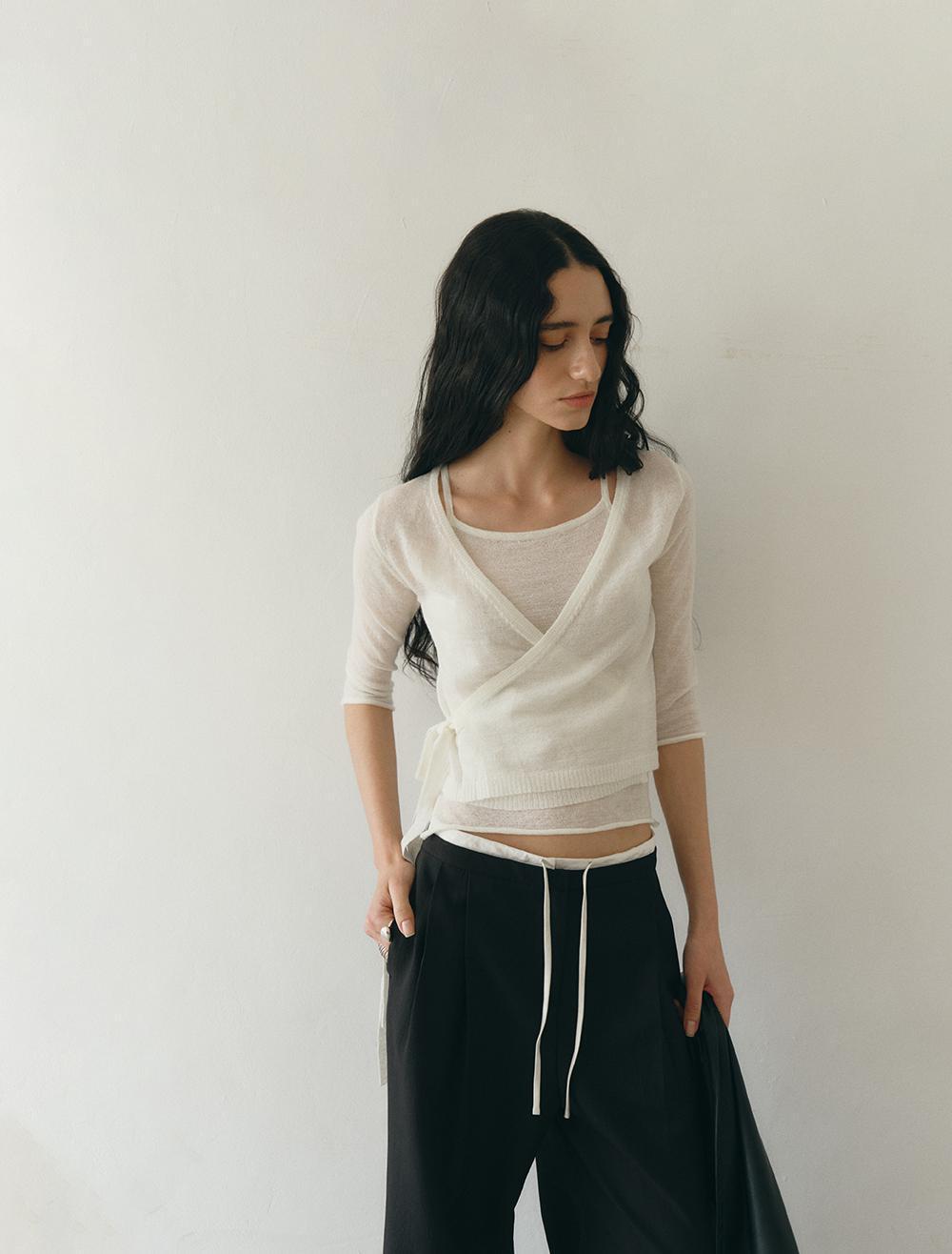 ALPACA LAYERD WRAP KNIT [IVORY]