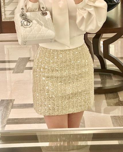 [수입] [High quality] 입셀라 스팽글 트위드 미니스커트