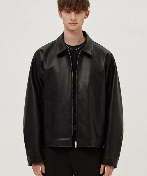 오버핏 비건레더 싱글 자켓