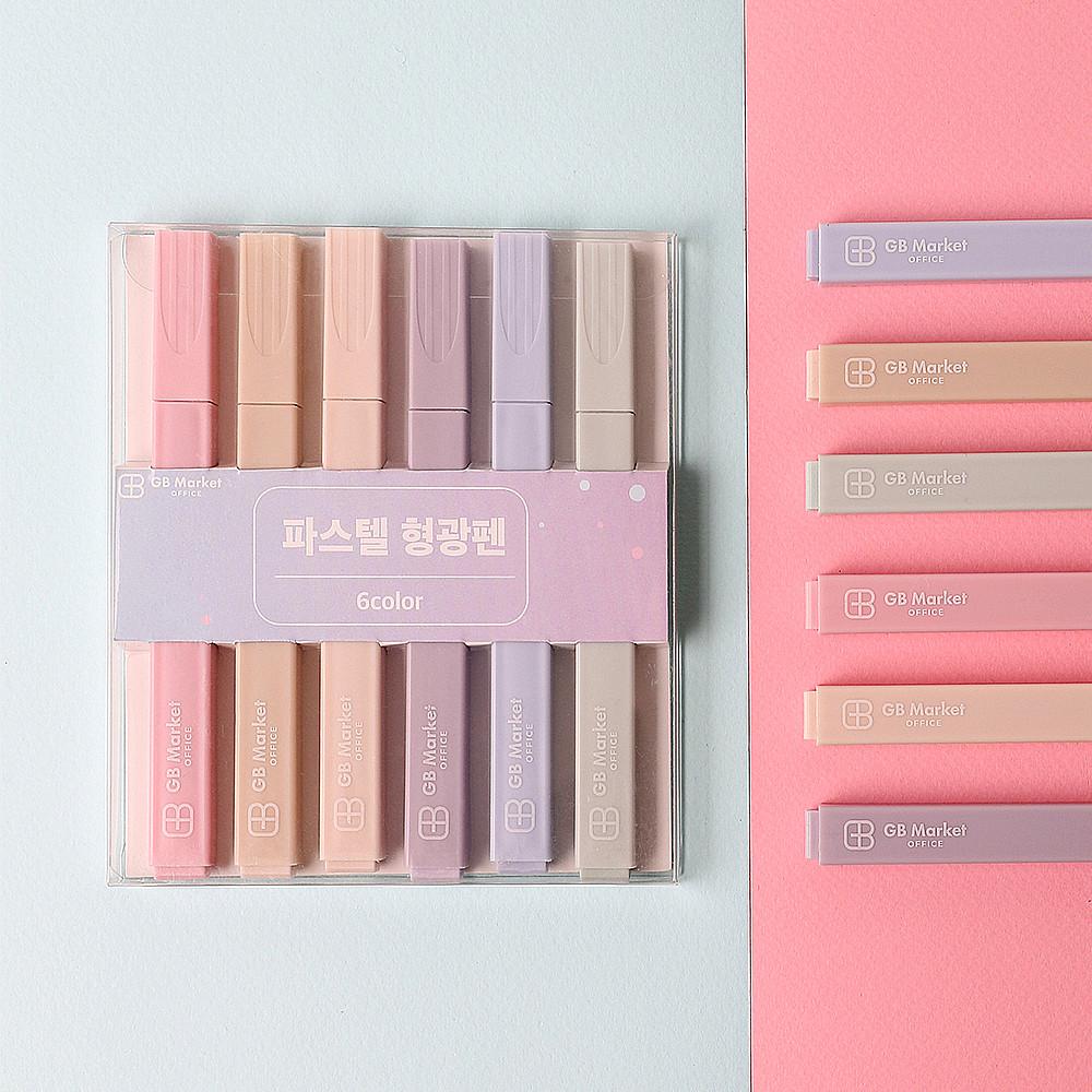 파스텔 형광펜 6색 세트 문구 사무용품