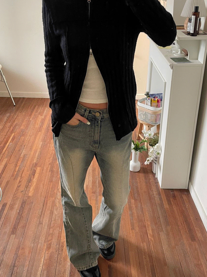 넘버 세미 부츠컷팬츠